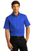 Port Authority Mens SuperPro React Short Sleeve Button Down Shirt w/ Pocket True Royal Blue Front