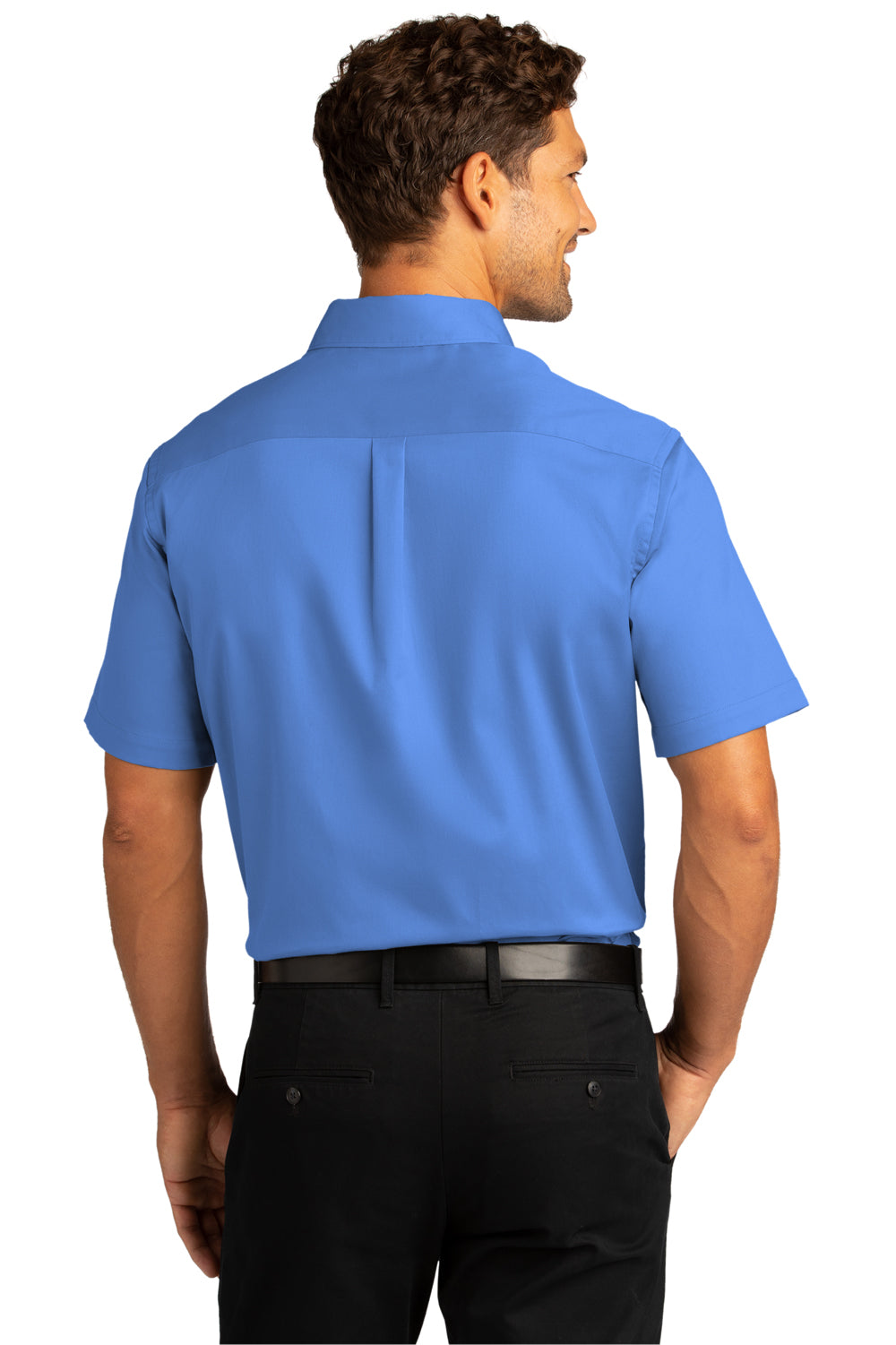 Port Authority Mens SuperPro React Short Sleeve Button Down Shirt w/ Pocket Ultramarine Blue Side