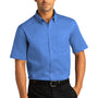 Port Authority Mens SuperPro Wrinkle Resistant React Short Sleeve Button Down Shirt w/ Pocket - Ultramarine Blue
