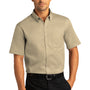 Port Authority Mens SuperPro Wrinkle Resistant React Short Sleeve Button Down Shirt w/ Pocket - Wheat