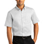 Port Authority Mens SuperPro Wrinkle Resistant React Short Sleeve Button Down Shirt w/ Pocket - White