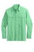 Port Authority W960 Mens Daybreak Moisture Wicking Long Sleeve Button Down Shirt w/ Double Pockets Bright Seafoam Green Flat Front