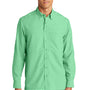 Port Authority Mens Daybreak Moisture Wicking Long Sleeve Button Down Shirt w/ Double Pockets - Bright Seafoam Green