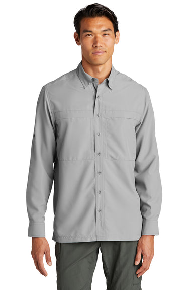 Port Authority W960 UV Daybreak Long Sleeve Button Down Shirt Gusty Grey Front