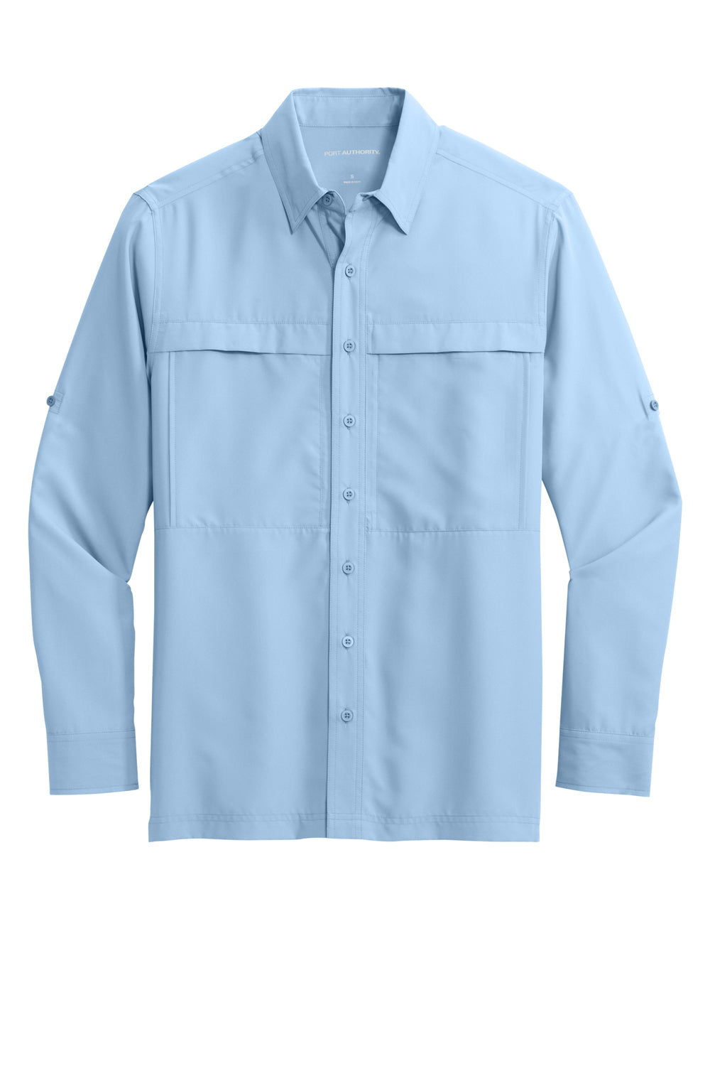 Port Authority W960 UV Daybreak Long Sleeve Button Down Shirt Light Blue Flat Front