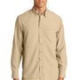 Port Authority Mens Daybreak Moisture Wicking Long Sleeve Button Down Shirt w/ Double Pockets - Oat