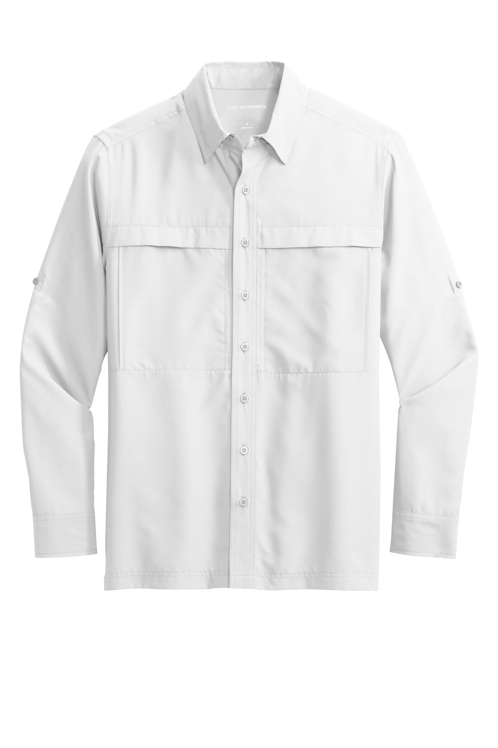 Port Authority W960 UV Daybreak Long Sleeve Button Down Shirt White Flat Front