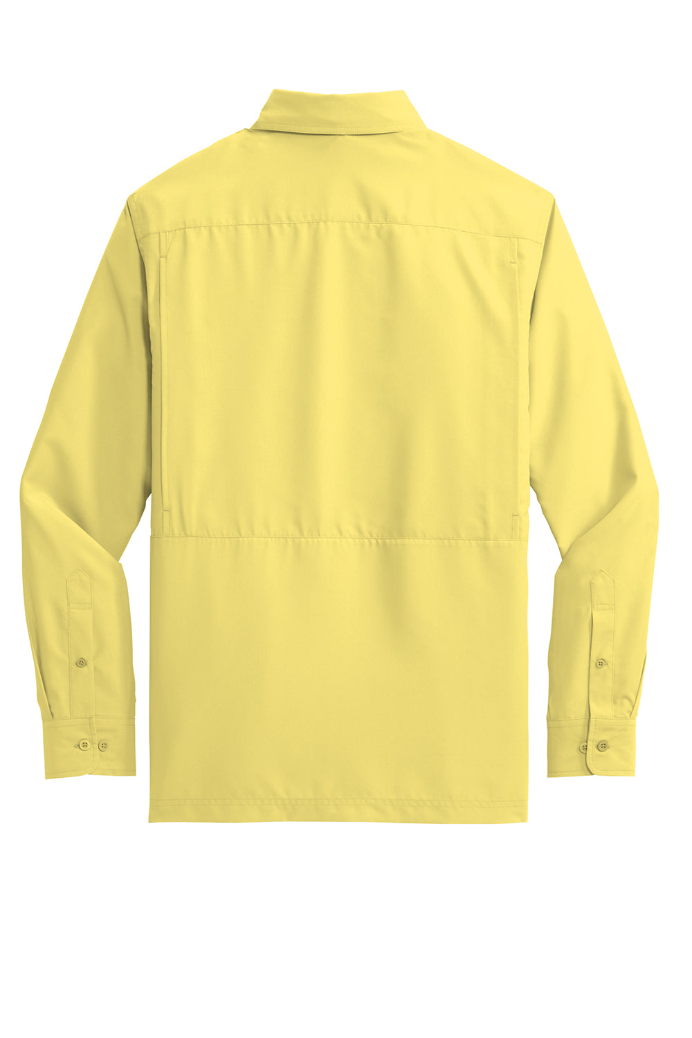 Port Authority W960 Mens Daybreak Moisture Wicking Long Sleeve Button Down Shirt w/ Double Pockets Yellow Flat Back