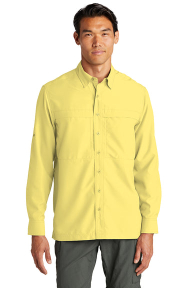 Port Authority W960 Mens Daybreak Moisture Wicking Long Sleeve Button Down Shirt w/ Double Pockets Yellow Front
