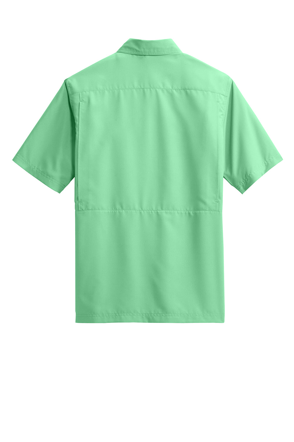 Port Authority W961 Mens Daybreak Moisture Wicking Short Sleeve Button Down Shirt w/ Double Pockets Bright Seafoam Green Flat Back
