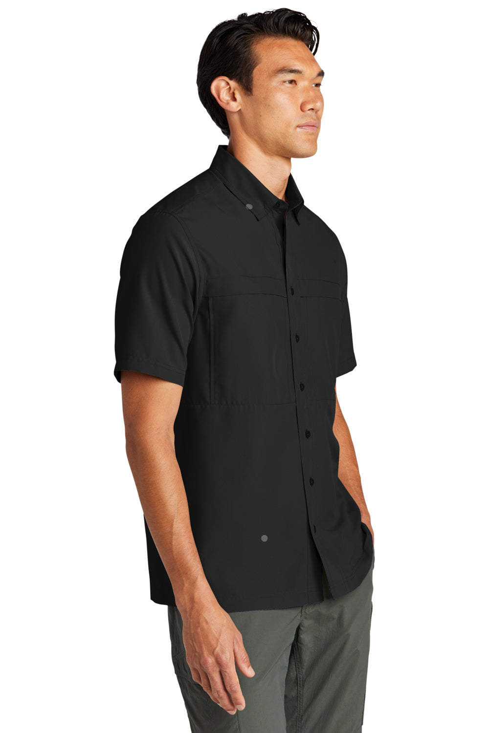Port Authority W961 UV Daybreak Short Sleeve Button Down Shirt Deep Black 3Q