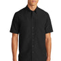 Port Authority Mens Daybreak Moisture Wicking Short Sleeve Button Down Shirt w/ Double Pockets - Deep Black