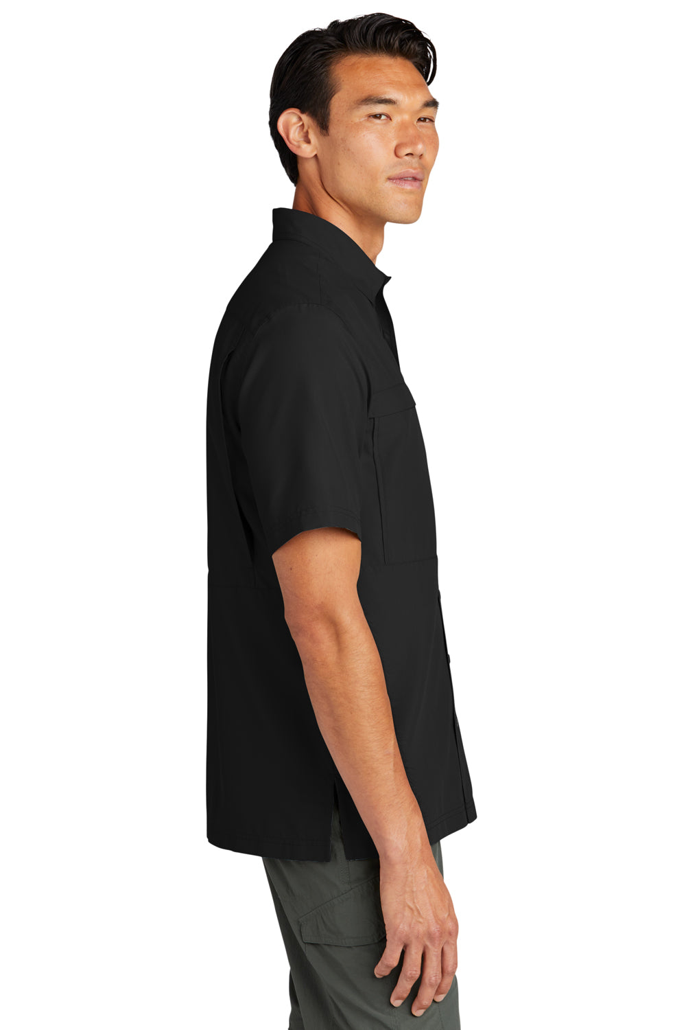 Port Authority W961 UV Daybreak Short Sleeve Button Down Shirt Deep Black Side