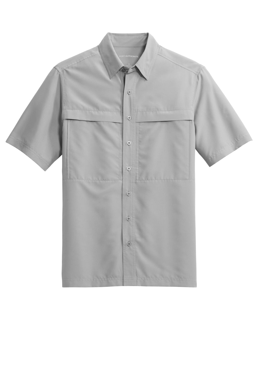 Port Authority W961 UV Daybreak Short Sleeve Button Down Shirt Gusty Grey Flat Front