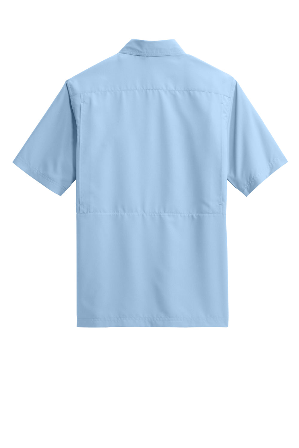 Port Authority W961 UV Daybreak Short Sleeve Button Down Shirt Light Blue Flat Back