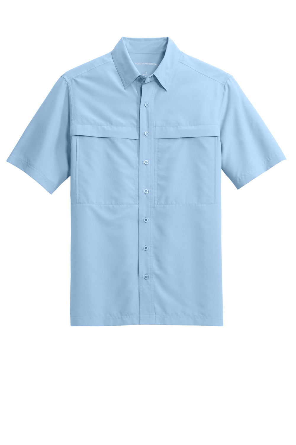 Port Authority W961 UV Daybreak Short Sleeve Button Down Shirt Light Blue Flat Front