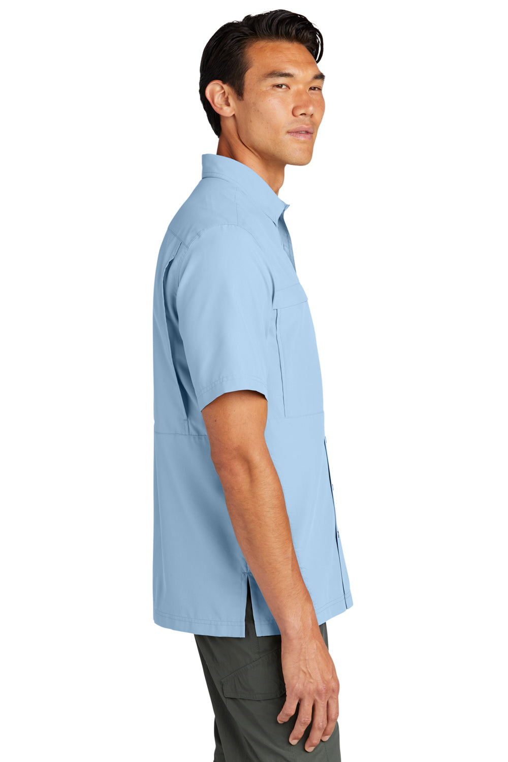 Port Authority W961 UV Daybreak Short Sleeve Button Down Shirt Light Blue Side