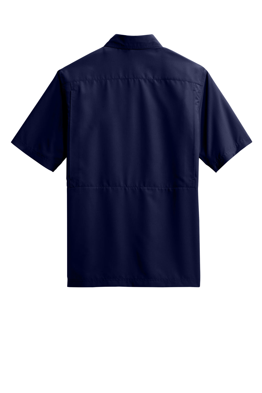 Port Authority W961 UV Daybreak Short Sleeve Button Down Shirt True Navy Blue Flat Back