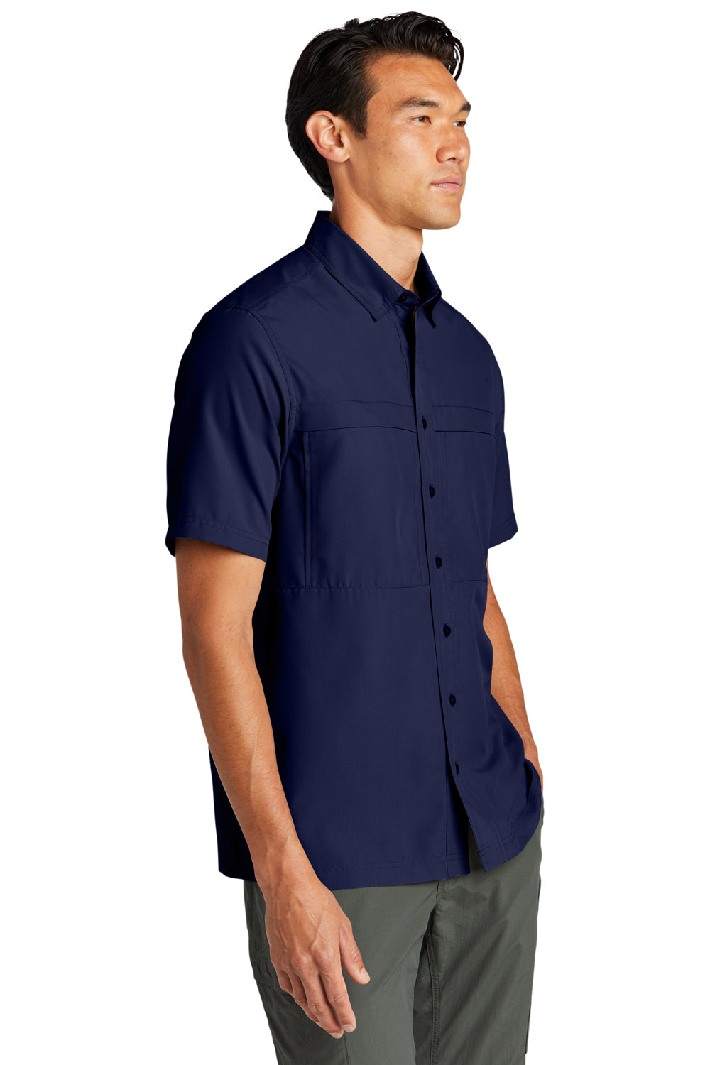Port Authority W961 UV Daybreak Short Sleeve Button Down Shirt True Navy Blue 3Q