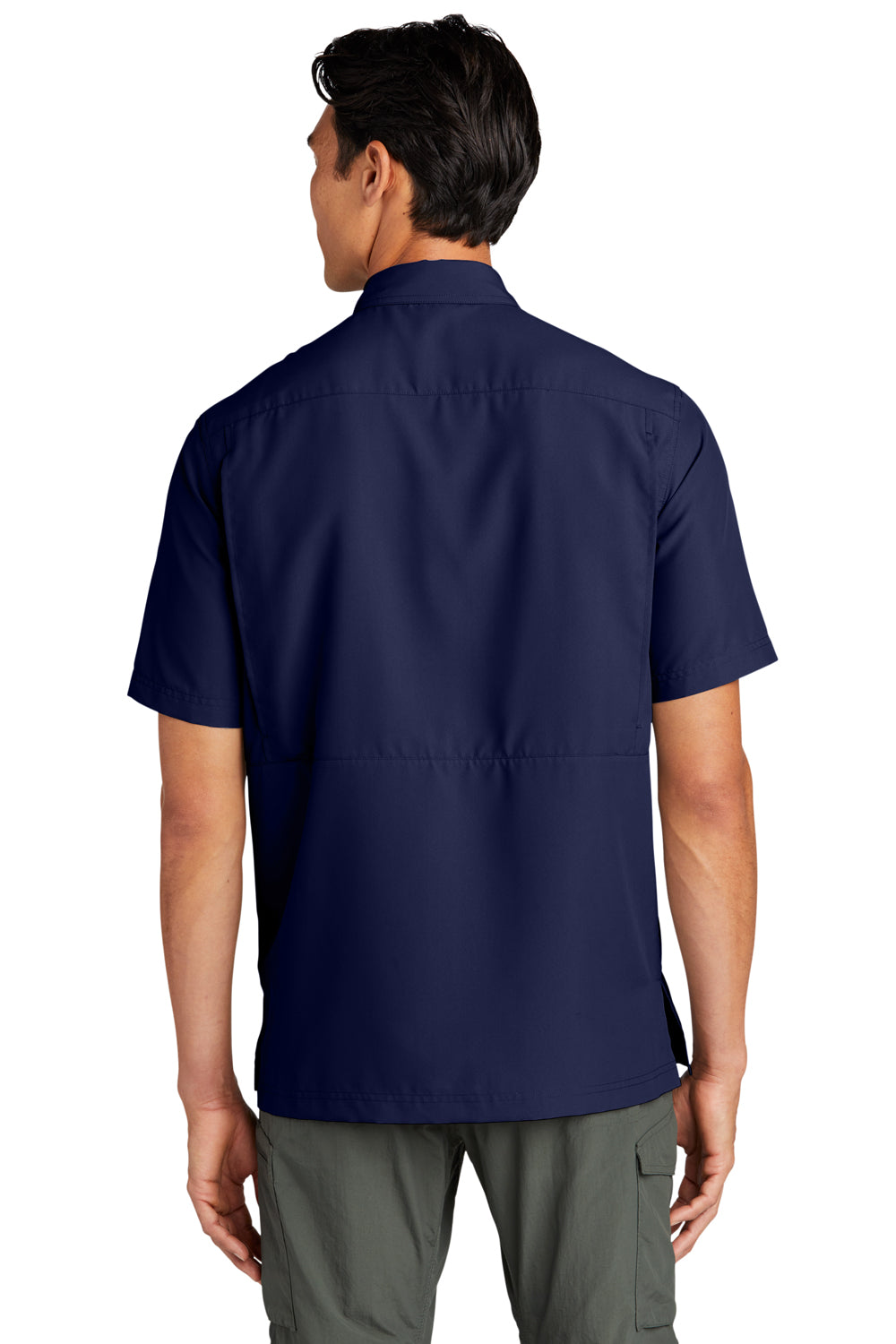 Port Authority W961 UV Daybreak Short Sleeve Button Down Shirt True Navy Blue Back