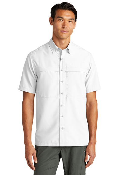 Port Authority W961 UV Daybreak Short Sleeve Button Down Shirt White Front