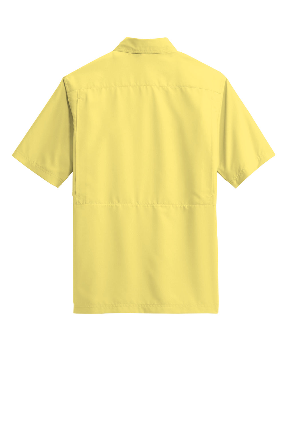 Port Authority W961 Mens Daybreak Moisture Wicking Short Sleeve Button Down Shirt w/ Double Pockets Yellow Flat Back