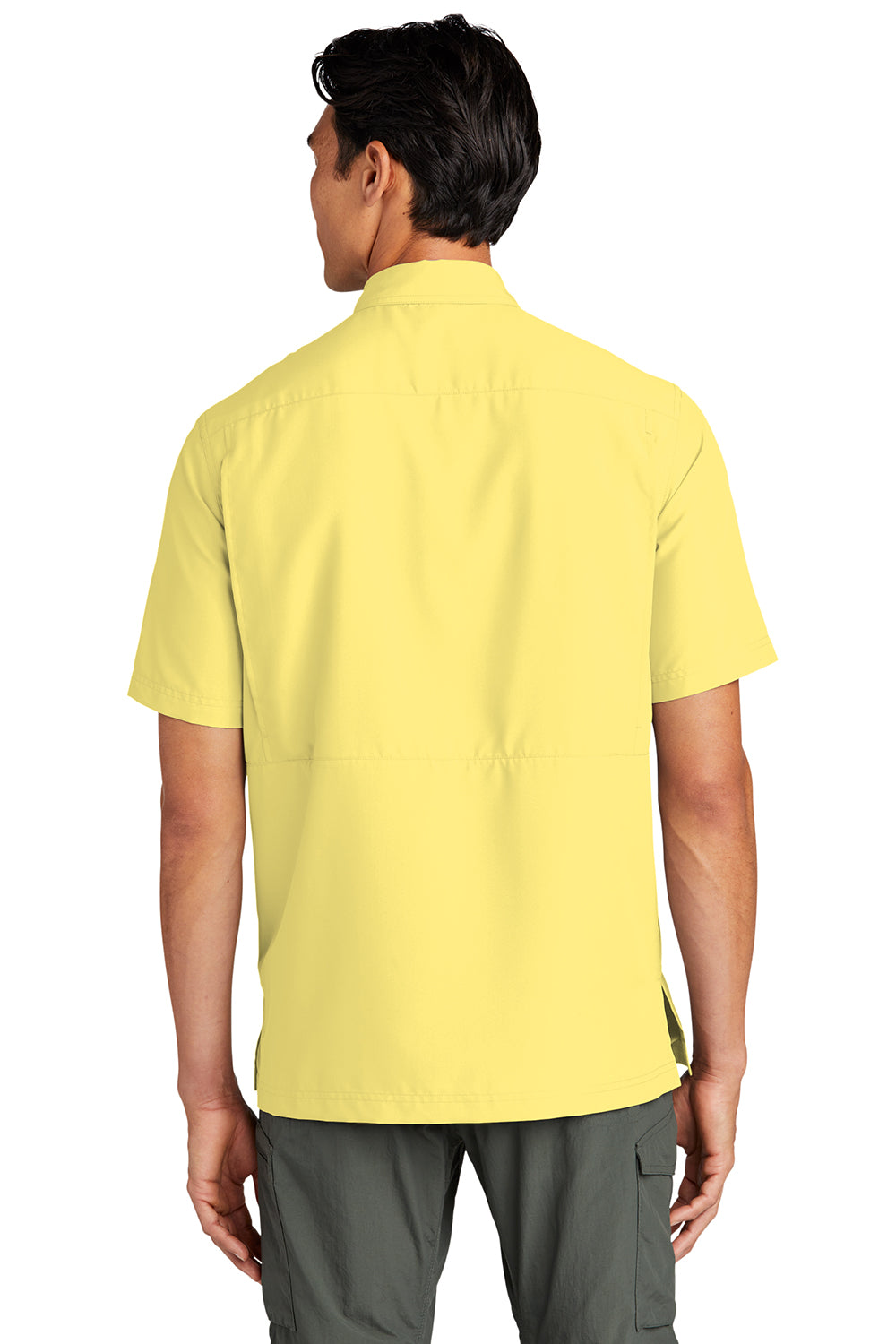 Port Authority W961 Mens Daybreak Moisture Wicking Short Sleeve Button Down Shirt w/ Double Pockets Yellow Back