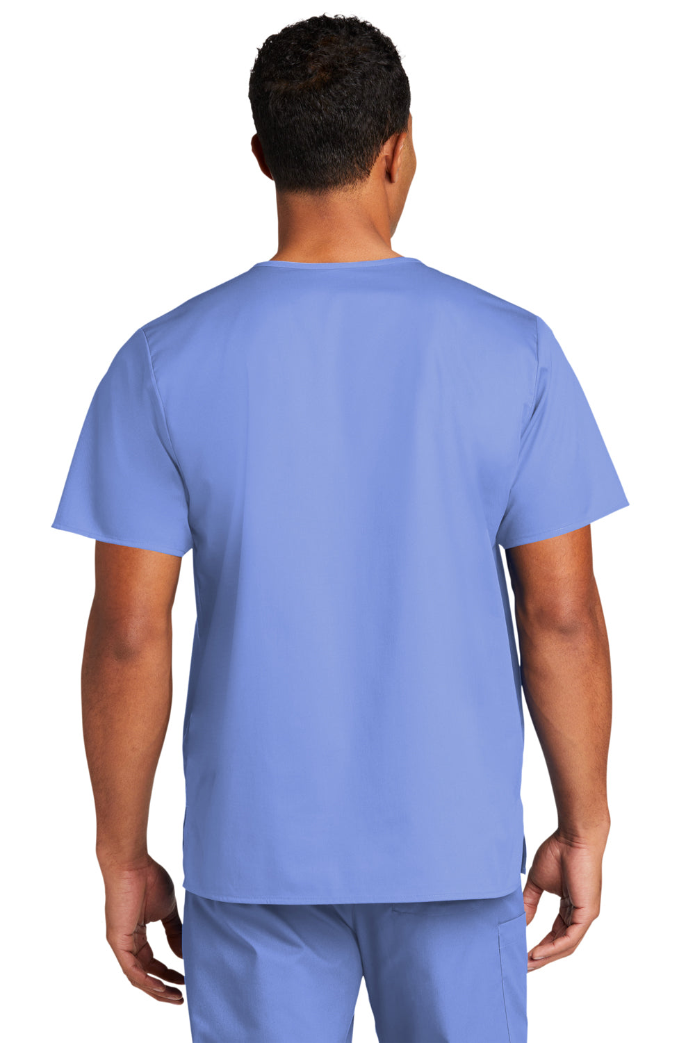 Wonderwink WW3160 WorkFlex Short Sleeve V-Neck Shirt w/ Pocket Ceil Blue Back