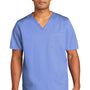 Wonderwink Mens WorkFlex Short Sleeve V-Neck Shirt w/ Pocket - Ceil Blue