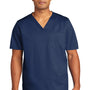 Wonderwink Mens WorkFlex Short Sleeve V-Neck Shirt w/ Pocket - Navy Blue