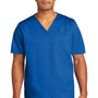 Wonderwink Mens WorkFlex Short Sleeve V-Neck Shirt w/ Pocket - Royal Blue