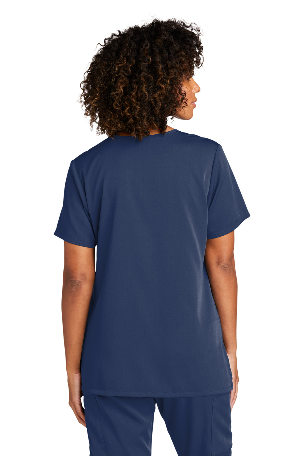 Wonderwink WW4168 Premiere Flex Short Sleeve V-Neck Shirt w/ Pockets Navy Blue Back
