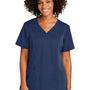 Wonderwink Womens Premiere Flex Short Sleeve V-Neck Shirt w/ Pockets - Navy Blue