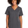 Wonderwink Womens Premiere Flex Short Sleeve V-Neck Shirt w/ Pockets - Pewter Grey