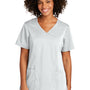 Wonderwink Womens Premiere Flex Short Sleeve V-Neck Shirt w/ Pockets - White