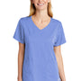 Wonderwink Womens Premiere Flex Short Sleeve V-Neck Mock Wrap Shirt w/ Pockets - Ceil Blue