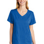 Wonderwink Womens Premiere Flex Short Sleeve V-Neck Mock Wrap Shirt w/ Pockets - Royal Blue