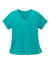 Wonderwink WW4268 Premiere Flex Short Sleeve V-Neck Mock Wrap Shirt Teal Blue Flat Front