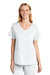 Wonderwink WW4268 Premiere Flex Short Sleeve V-Neck Mock Wrap Shirt White Front