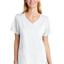 Wonderwink Womens Premiere Flex Short Sleeve V-Neck Mock Wrap Shirt w/ Pockets - White