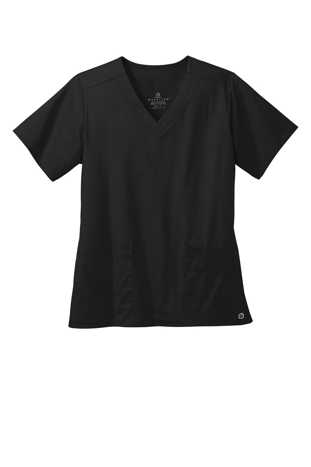Wonderwink WW4560 WorkFlex Short Sleeve V-Neck Shirt Black Flat Front