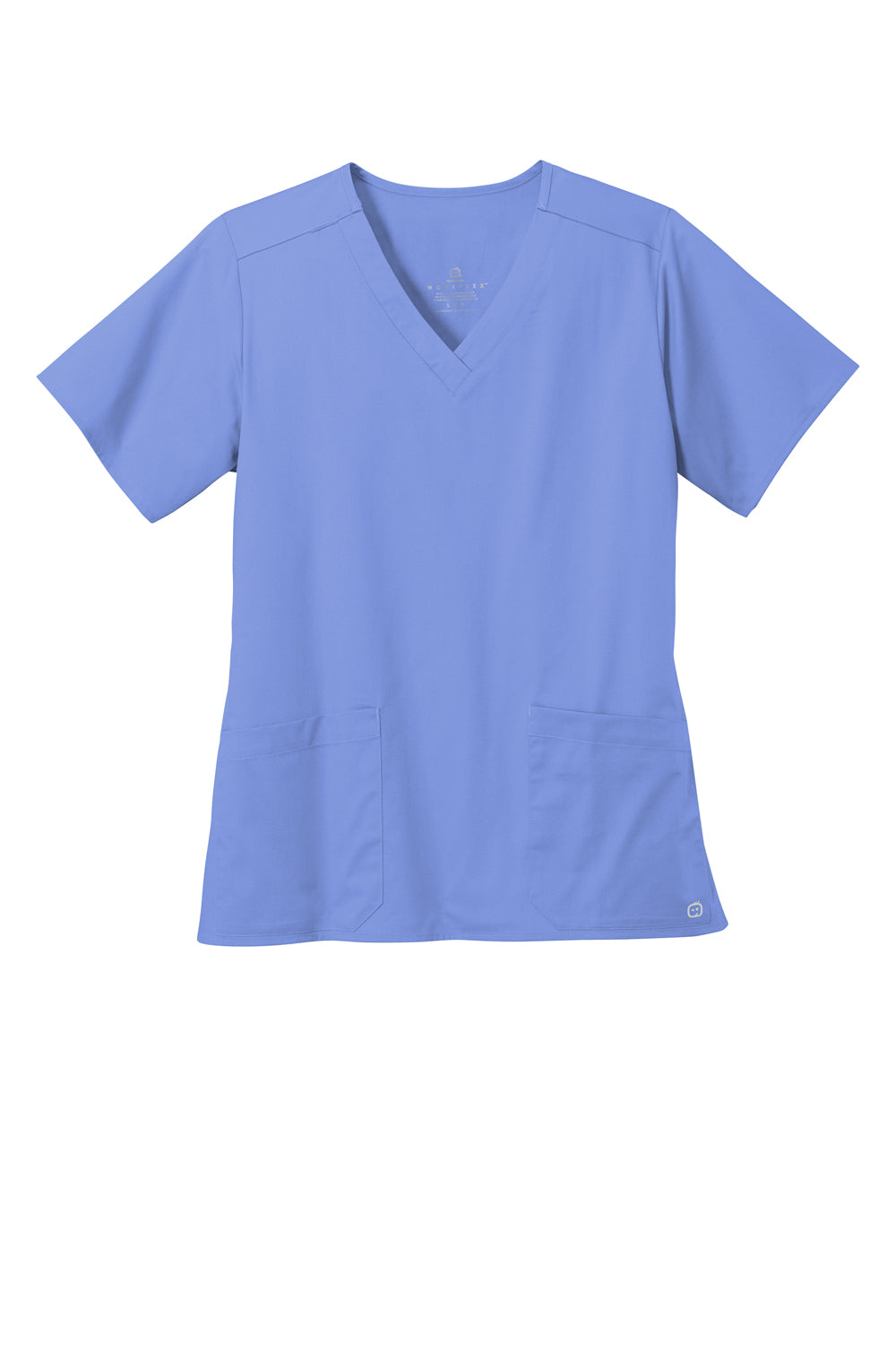 Wonderwink WW4560 WorkFlex Short Sleeve V-Neck Shirt Ceil Blue Flat Front