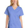 Wonderwink Womens WorkFlex Short Sleeve V-Neck Shirt w/ Pockets - Ceil Blue