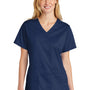 Wonderwink Womens WorkFlex Short Sleeve V-Neck Shirt w/ Pockets - Navy Blue