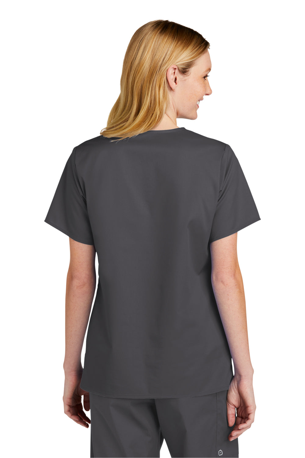 Wonderwink WW4560 WorkFlex Short Sleeve V-Neck Shirt Pewter Grey Back