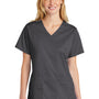 Wonderwink Womens WorkFlex Short Sleeve V-Neck Shirt w/ Pockets - Pewter Grey