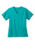 Wonderwink WW4560 WorkFlex Short Sleeve V-Neck Shirt Teal Blue Flat Front