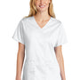 Wonderwink Womens WorkFlex Short Sleeve V-Neck Shirt w/ Pockets - White