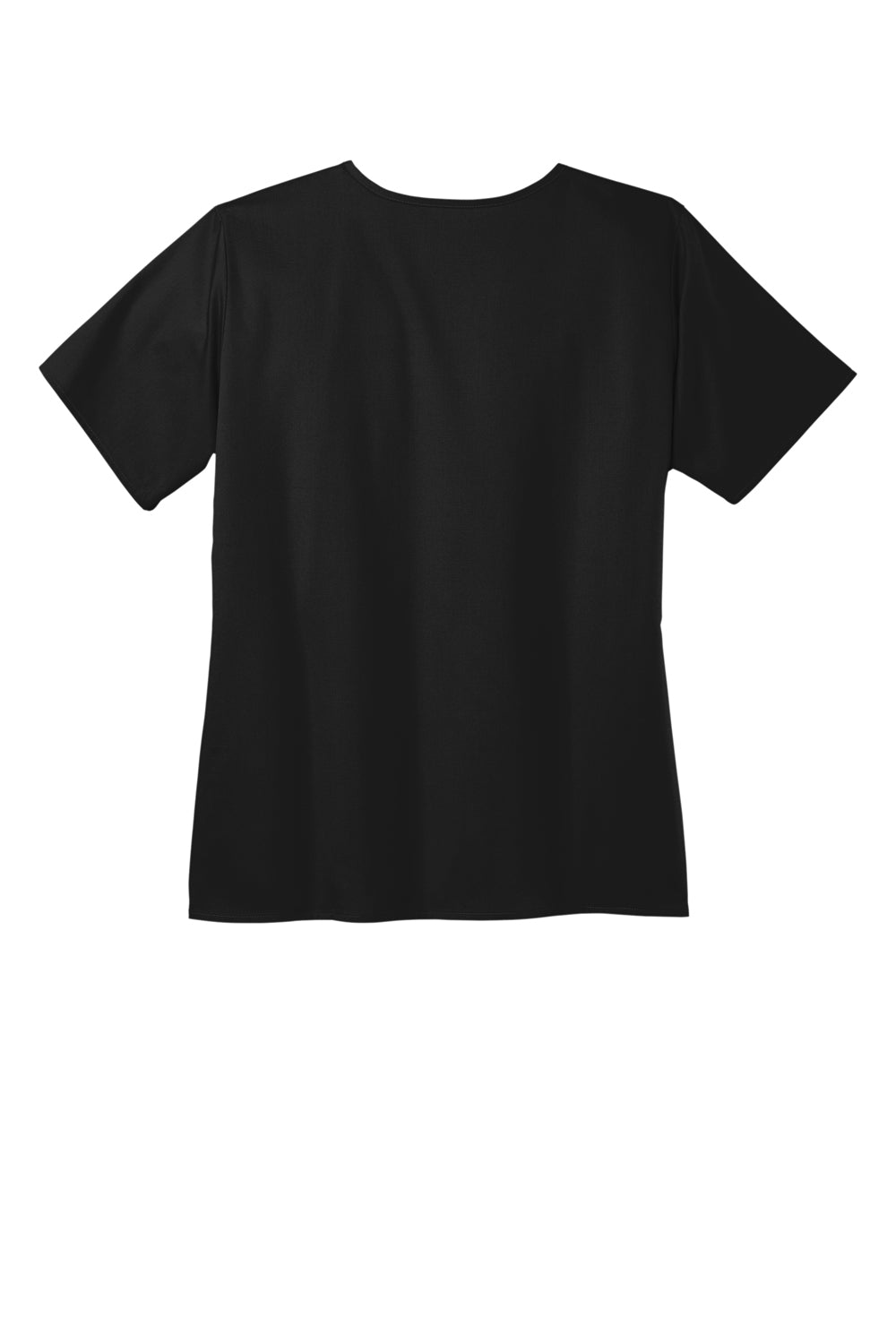 Wonderwink WW4760 WorkFlex Short Sleeve V-Neck Mock Wrap Shirt Black Flat Back