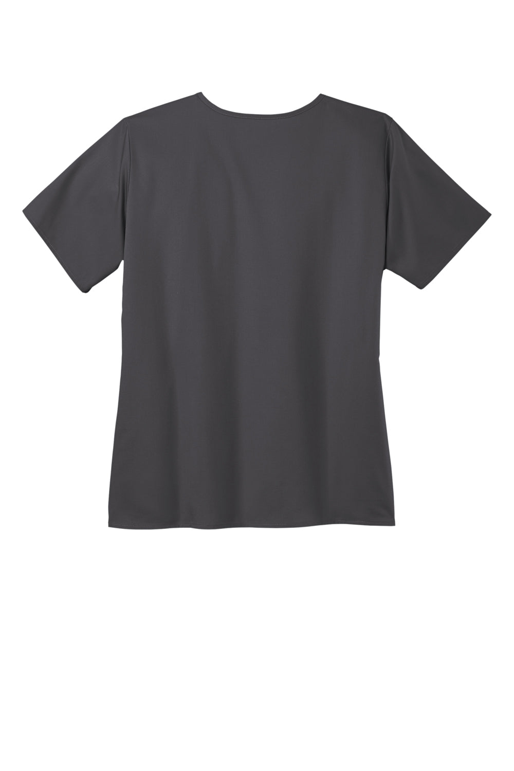 Wonderwink WW4760 WorkFlex Short Sleeve V-Neck Mock Wrap Shirt Pewter Grey Flat Back